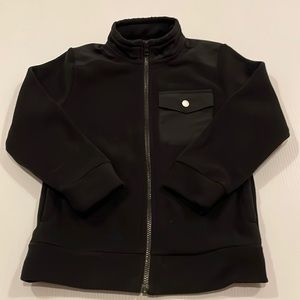 Old navy, black fleece and nylon full zip mock neck jacket, boys size 8